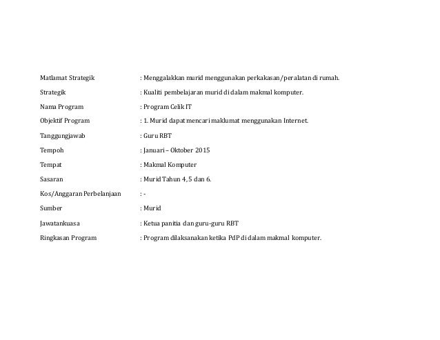 Plan strategik Reka Bentuk dan Teknologi 2015