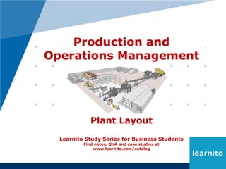 www.company.com
Plant Layout
Learnito Study Series for Business Students
Find notes, QnA and case studies at
www.learnito....