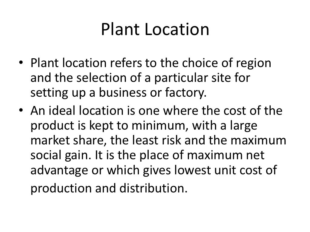 assignment on plant location