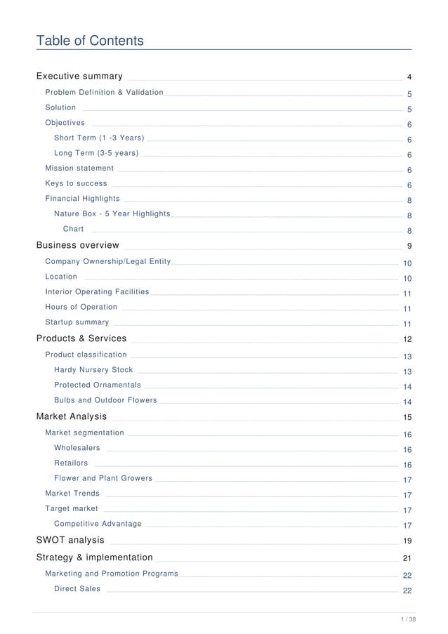 Plant Nursery Business Plan Example PDF