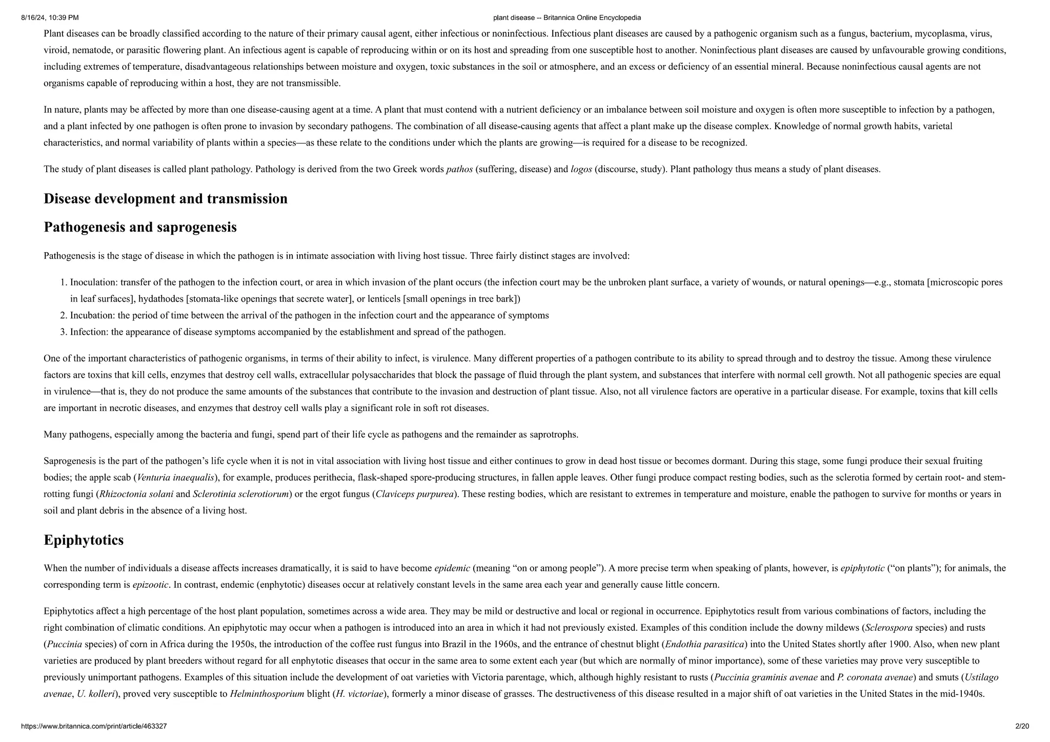 Plant Diseases List Plant Diseases List