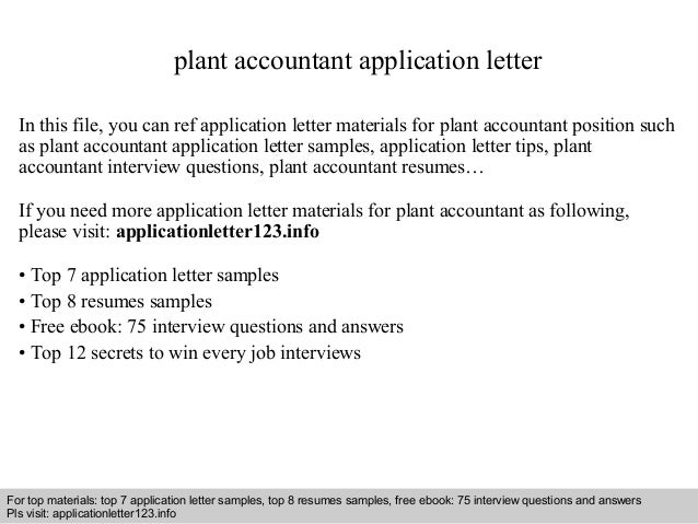 Plant accountant application letter
