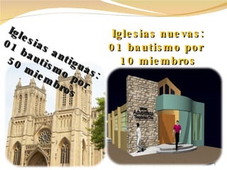 Iglesias antiguas: 01 bautismo por  50 miembros Iglesias nuevas: 01 bautismo por  10 miembros 
