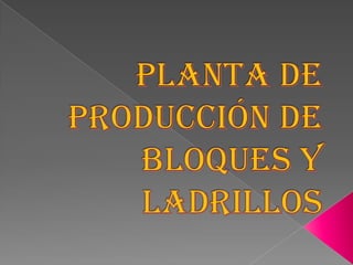 PLANTA DE PRODUCCIÓN DE BLOQUES Y LADRILLOS 