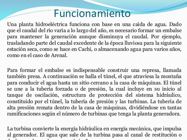 Planta Hidroelectrica Y Su Funcionamiento