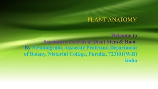 PLANT ANATOMY
.
By N.Sannigrahi, Associate Professor, Department
of Botany, Nistarini College, Purulia, 723101(W.B)
India
 
