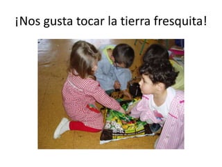¡Nos gusta tocar la tierra fresquita!
 