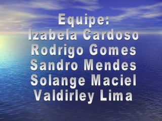 Equipe: Izabela Cardoso Rodrigo Gomes Sandro Mendes Solange Maciel Valdirley Lima 