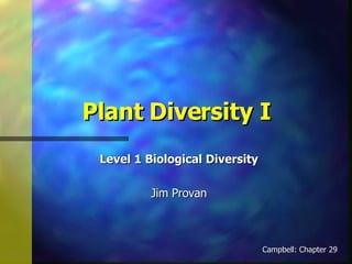 Plant Diversity I Level 1 Biological Diversity Jim Provan Campbell: Chapter 29 