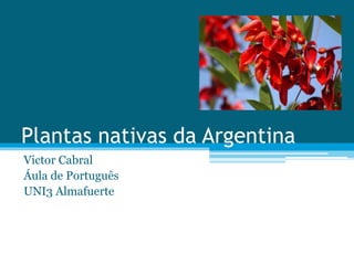 Plantas nativas da Argentina
Victor Cabral
Áula de Português
UNI3 Almafuerte
 