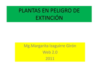 PLANTAS EN PELIGRO DE EXTINCIÓN Mg.Margarita Izaguirre Girón Web 2.0 2011 