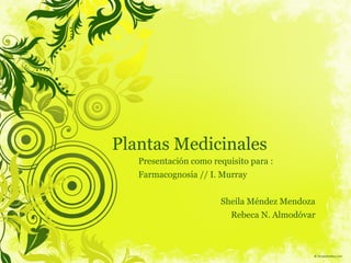 Plantas  Medicinales Presentación como requisito para : Farmacognosia // I. Murray Sheila  Méndez   Mendoza Rebeca N. Almodóvar 