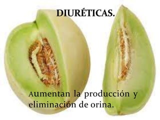 Aumentan la producción y
eliminación de orina.
 