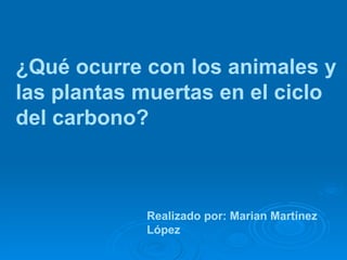 ¿Qué ocurre con los animales y las plantas muertas en el ciclo del carbono? Realizado por: Marian Martínez López 
