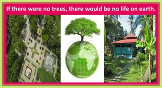 If there were no trees, there would be no life on earth.
 