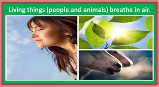 Living things (people and animals) breathe in air.
 