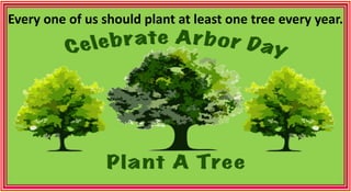 Every one of us should plant at least one tree every year.
 