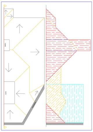 Planta y secciones de una cubierta de igual pendiente.