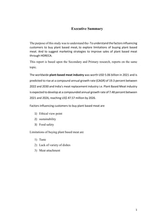 CONSUMER BEHAVIOUR TOWARDS PLANT BASED MEAT IN INDIA | PDF