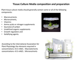 Plant bio 1 introduction to cell tissue culture | PPTX