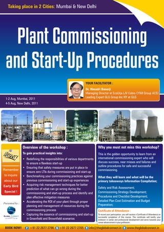 Plant commissioning and start up procedures