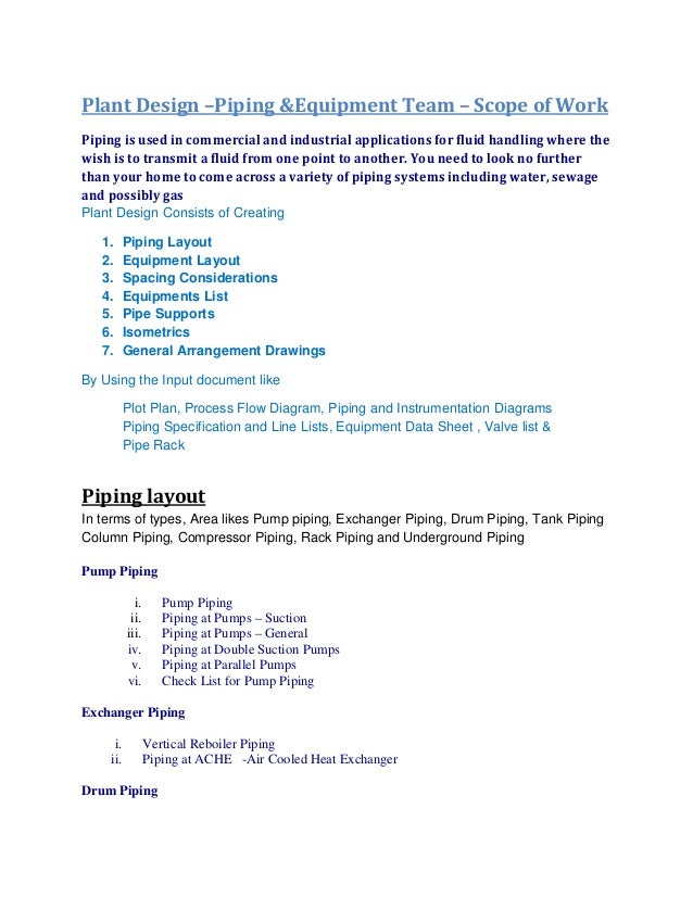 plant design piping equipment team scope of work 1 638