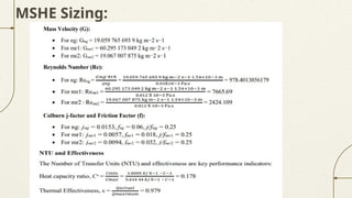 MSHE Sizing:
 