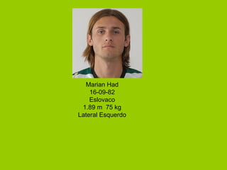 Marian Had 16-09-82 Eslovaco 1.89 m  75 kg Lateral Esquerdo 