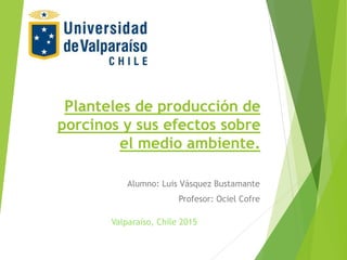 Planteles de producción de
porcinos y sus efectos sobre
el medio ambiente.
Alumno: Luis Vásquez Bustamante
Profesor: Ociel Cofre
Valparaíso, Chile 2015
 