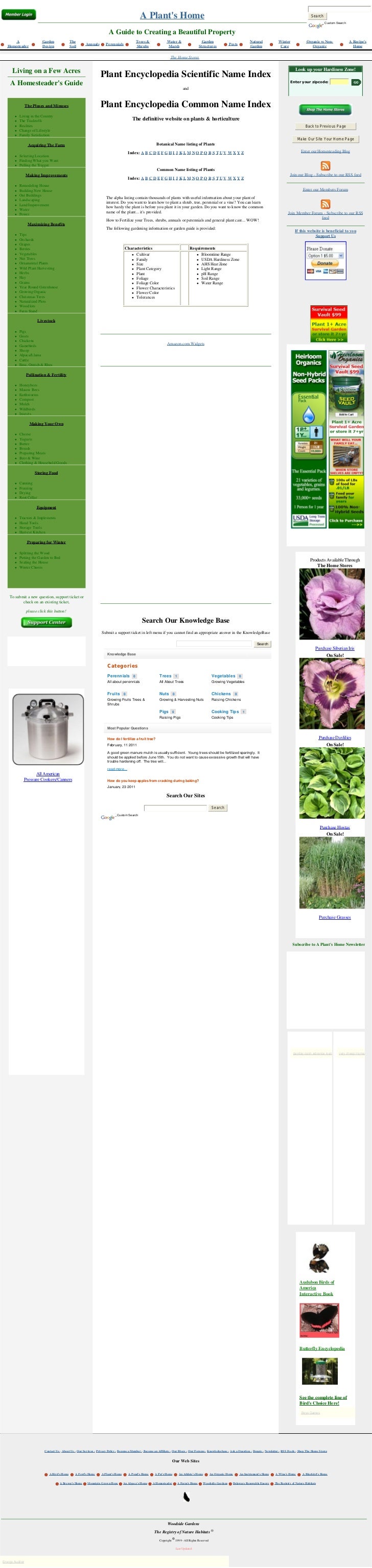 Plant Encyclopedia Scientific Name Index and Plant Encyclopedia Common