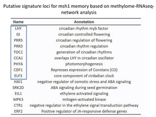Plant epigenetic memory in plant growth behavior and stress response. Sally Mackenzie