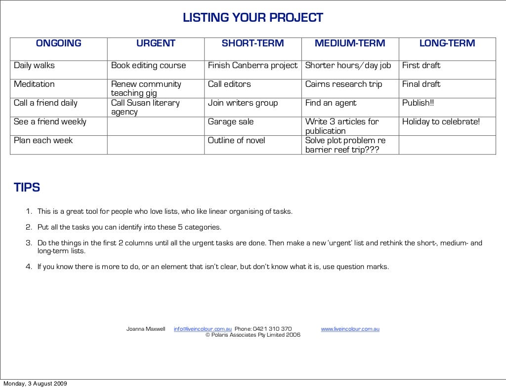 listing project