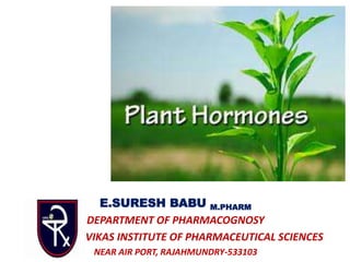 E.SURESH BABU M.PHARM
DEPARTMENT OF PHARMACOGNOSY
VIKAS INSTITUTE OF PHARMACEUTICAL SCIENCES
NEAR AIR PORT, RAJAHMUNDRY-533103
 
