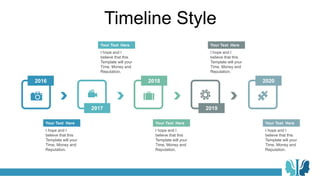 Timeline Style
2019
2017
2016 2018 2020
Your Text Here
I hope and I
believe that this
Template will your
Time, Money and
Reputation.
Your Text Here
I hope and I
believe that this
Template will your
Time, Money and
Reputation.
Your Text Here
I hope and I
believe that this
Template will your
Time, Money and
Reputation.
Your Text Here
I hope and I
believe that this
Template will your
Time, Money and
Reputation.
Your Text Here
I hope and I
believe that this
Template will your
Time, Money and
Reputation.
 