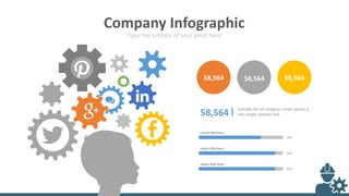 Type the subtitle of your great here
Company Infographic
58,564
Suitable for all category, Lorem Ipsum is
not simply random text.
Insert title here
70%
Insert title here
95%
Insert title here
95%
58,564 58,564 58,564
 