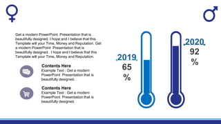 2020
92
%
Get a modern PowerPoint Presentation that is
beautifully designed. I hope and I believe that this
Template will your Time, Money and Reputation. Get
a modern PowerPoint Presentation that is
beautifully designed. I hope and I believe that this
Template will your Time, Money and Reputation.
Example Text : Get a modern
PowerPoint Presentation that is
beautifully designed.
Contents Here
2019
65
%
Example Text : Get a modern
PowerPoint Presentation that is
beautifully designed.
Contents Here
 