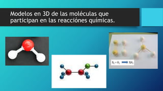 Modelos en 3D de las moléculas que
participan en las reacciónes químicas.
 