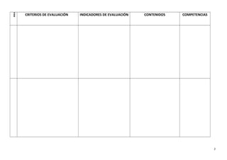 ÁREA CRITERIOS DE EVALUACIÓN INDICADORES DE EVALUACIÓN CONTENIDOS COMPETENCIAS
2
 