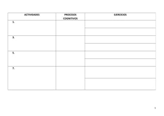 ACTIVIDADES PROCESOS
COGNITIVOS
EJERCICIOS
1.
3.
5.
7.
5
 