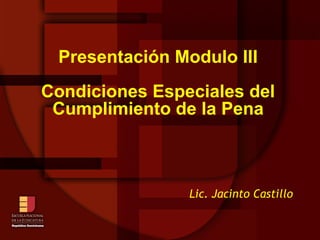 Presentación Modulo III Condiciones Especiales del Cumplimiento de la Pena Lic. Jacinto Castillo 