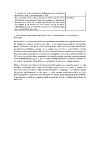 3 x 1, etc.). Se resolverá cualquier duda que puedan plantear los
estudiantes ante el reto del producto final.
Se contacta...