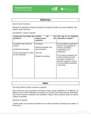 2
Definición
Este momento consiste en:
Recuperar la información relevante del problema. Establecer los datos que serían re...