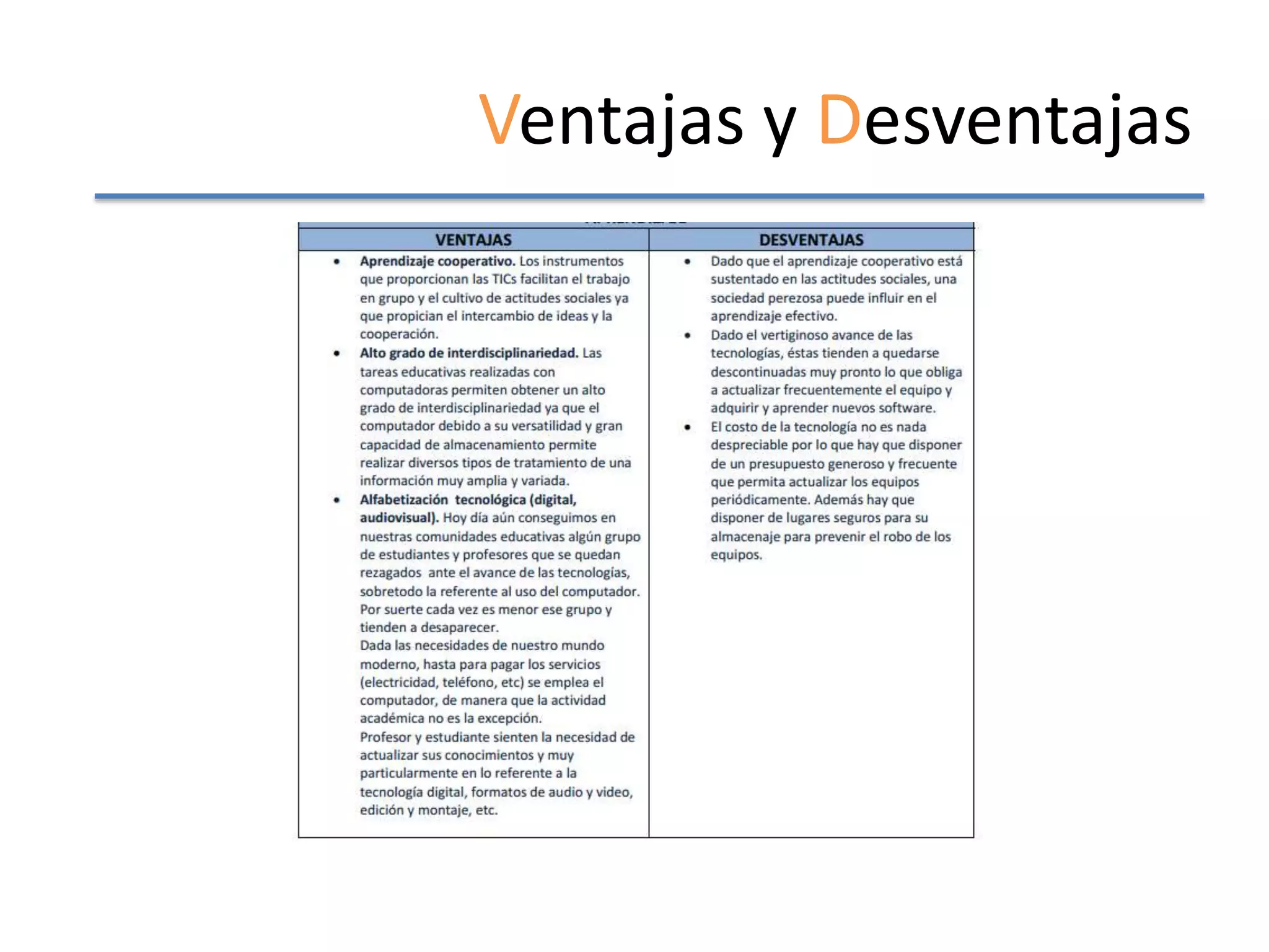Ventajas y Desventajas
 