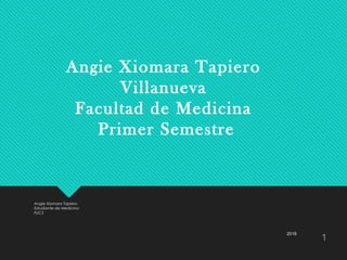 Angie Xiomara Tapiero
Estudiante de Medicina
FUCS
2018
1
Angie Xiomara Tapiero
Villanueva
Facultad de Medicina
Primer Semestre
 