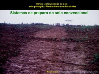 Marcelo Venturi -  [email_address]  -  http://agroecologia.ufsc.br Manejo (Agro)Ecológico do Solo solo protegido: Plantio direto sem herbicidas Sistemas de preparo do solo convencional 