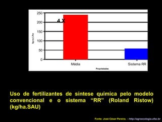 Uso de fertilizantes de síntese química pelo modelo convencional e o sistema “RR” (Roland Ristow) (kg/ha.SAU)‏ 4 X Fonte: José César Pereira.  -  http://agroecologia.ufsc.br 