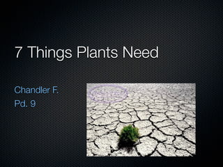 7 Things Plants Need

Chandler F.
Pd. 9
 