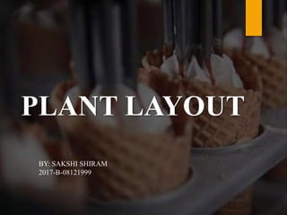 PLANT LAYOUT
BY: SAKSHI SHIRAM
2017-B-08121999
 