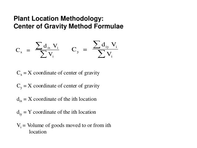 center of gravity formula pdf