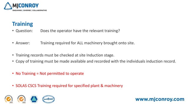 Plant & Machinery Training | PPT